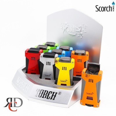 SCORCH TORCH 3T SMOTH SIDE PRESS W/ BUILT-IN CIGAR HOLDER & PUNCH  - STDS173 9CT/ DISPLAY